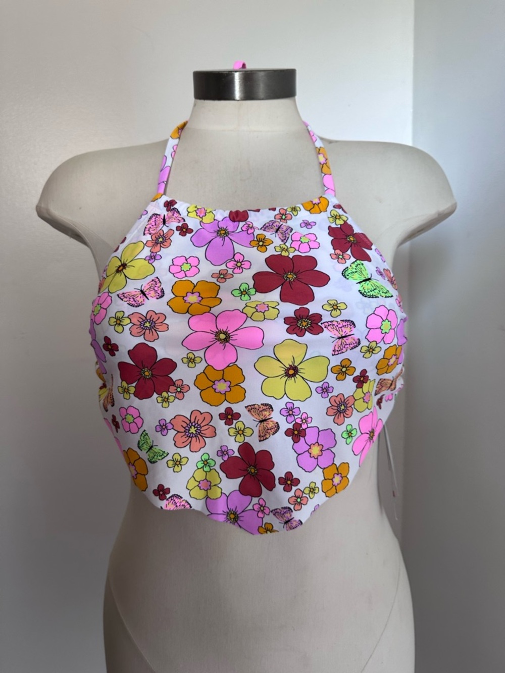NWT California Waves Hankerchief Halter Swimsuit Crop Top size Medium